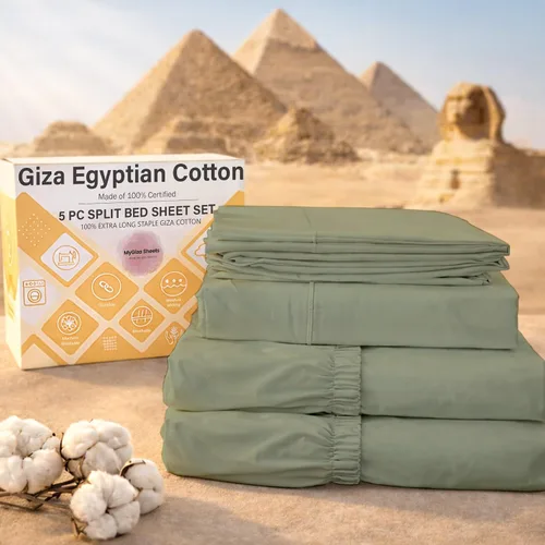 Miniatura 32 de MyGiza Sheets - Juego de sábanas de algodón Giza de primera calidad, tamaño split king, individual, matrimonial, king y queen, set de 4 unidades.
