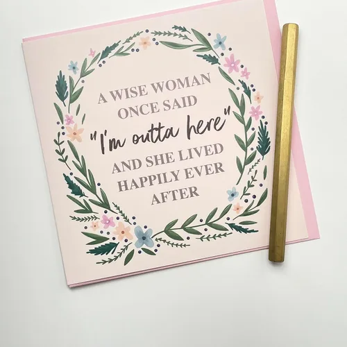 Miniatura 3 de Old English Co. - Divertida tarjeta de jubilación para mujeres y ella, A Wise Woman Once Said I'm Outta Here, tarjetas divertidas para colegas