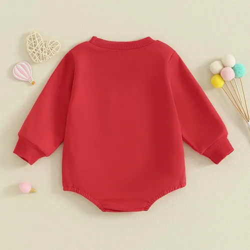 Miniatura 69 de SOLILOQUY Traje de manga larga con cuello redondo para el primer día de San Valentín para bebé niño y niña, mameluco de corazón de amor
