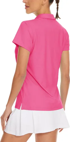 Miniatura 2 de TACVASEN Polo de manga corta con cuello en V para mujer, con protección solar UPF 50+, secado rápido, para golf