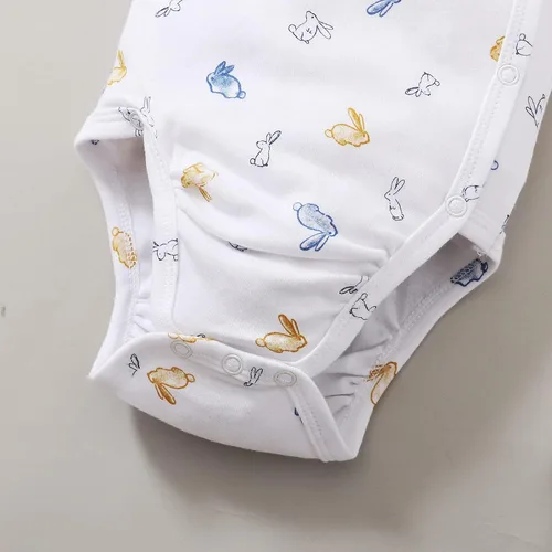 Miniatura 4 de DEFAHN Body tipo kimono con cierre lateral para bebé, recién nacido, paquete de 3 unidades, 100% algodón, diseño básico, kimono