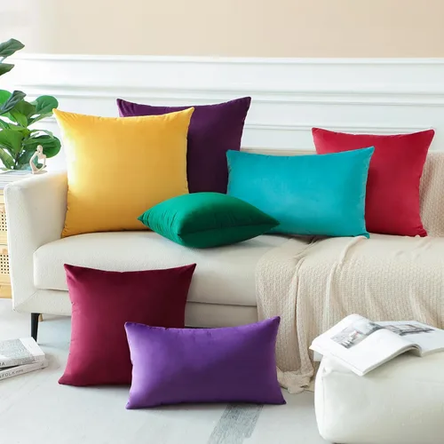 Miniatura 5 de OTOSTAR Fundas de Almohada Decorativas de Terciopelo Suave 24 x 24 Pulgadas Fundas de Cojín Cuadradas Sólidas Decoración del Hogar Fundas