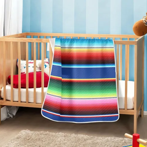 Miniatura 6 de Kigai Manta de sarape mexicano a rayas para cuna o siesta de cochecito, cálida y acogedora, suave, unisex, para niños, niñas, niños pequeños, 30 x