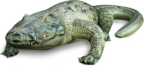 Jet Creations Juguete inflable de caimán de 49 pulgadas de largo, verde, diseño realista de animales de África, decoración de jardín, decoración