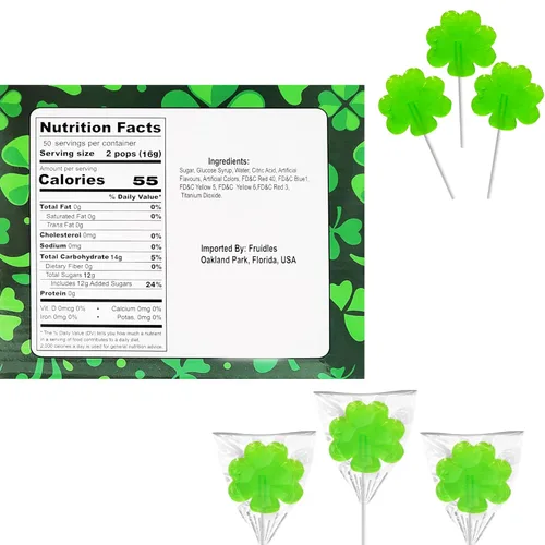 Miniatura 2 de Día de San Patricio 25 paletas de trébol verde, chupones de dulces de trébol, recuerdo de fiesta, envueltas individualmente (paquete de 25) sabor