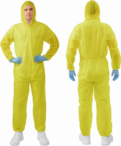 Miniatura 25 de Trajes de materiales peligrosos, 10 opciones de colores Monos protectores desechables, traje de pintura con muñecas elásticas, tobillos y capucha