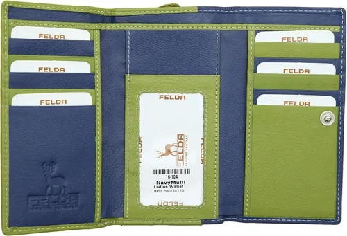 Miniatura 4 de Felda Cartera RFID para mujer de piel auténtica multisuave caja de regalo