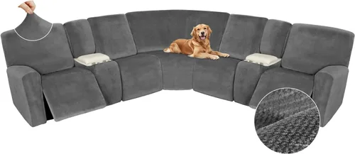 Miniatura 517 de Arfntevss Fundas de sofá seccional reclinable de terciopelo, Funda de sofá seccional de esquina para sofá reclinable, Funda elástica suave