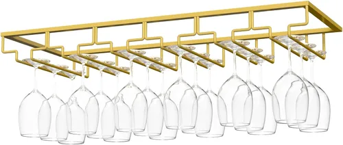 Miniatura 13 de Nuovoware Estante para copas de vino, soporte para copas de vino, 8 filas, color dorado profundo