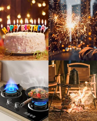Miniatura 8 de VEHHE - Encendedor de velas eléctrico, encendedor de arco recargable con batería LED, pantalla de batería, cuello flexible largo, USB, encendedores