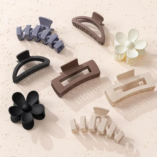 Miniatura 27 de Sunolga 8 pinzas para cabello para mujer, pinzas de garra con forma de flor para cabello grueso, accesorios para cabello antideslizantes