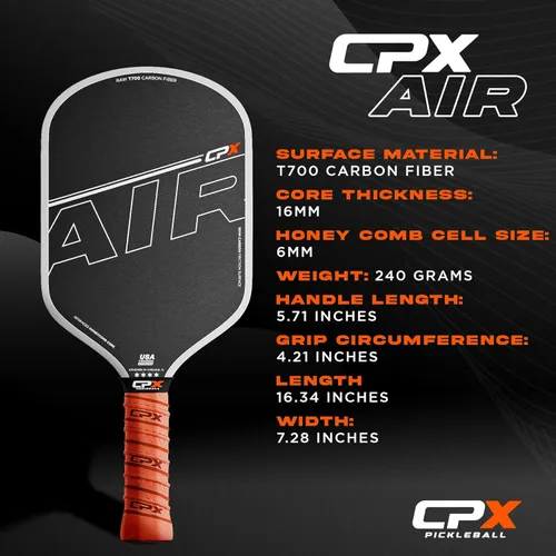 Miniatura 3 de CPX Pro Carbon Fiber Pickleball Paddle - Professional Grade, Matte Finish, Honeycomb Core, Tennis Style Grip - Edgeless Paddle Designed in Chicago