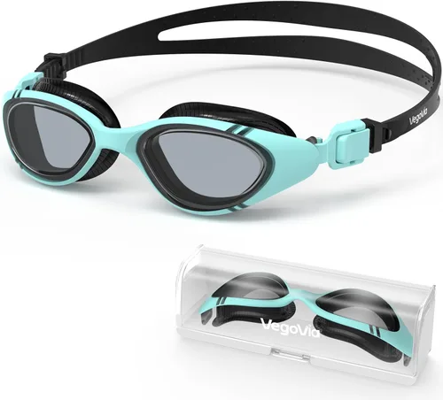 Miniatura 12 de VegoVia Gafas de natación para adultos para hombres y mujeres, gafas de natación para piscina, antiniebla/UV, gafas de natación con estuche Negro