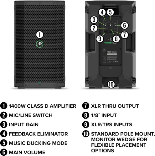 Miniatura 6 de Mackie Thump210 - Altavoz compacto de 10 pulgadas y 1400 W con controladores de servicio pesado y modo de ducking de música