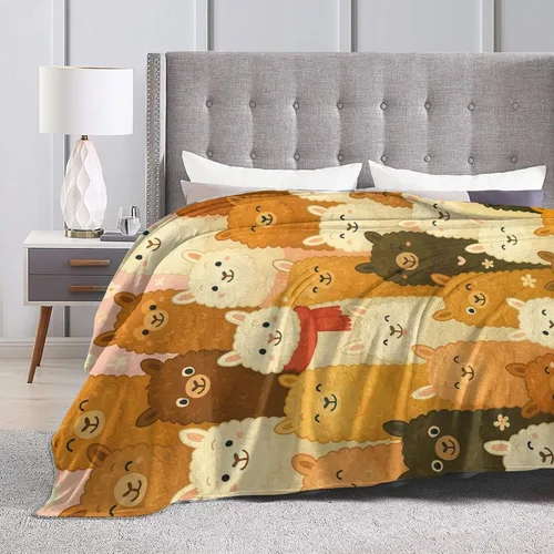 Miniatura 4 de Manta de Alpaca Linda Llama Alpaca Manta de Tiro Suave Acogedora Vellón Difusa Felpa Cálida Cosas Ropa de Cama Guardería Niño Pequeño Bebé Mantas