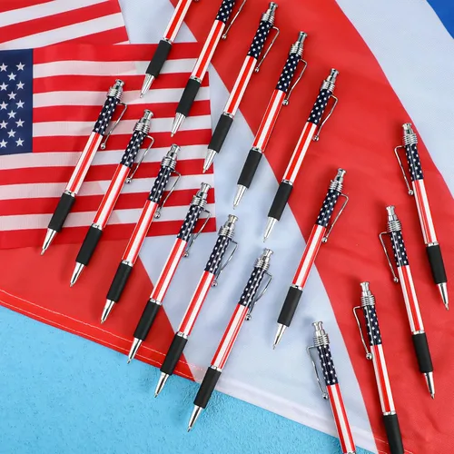 Miniatura 4 de Tenare 32 bolígrafos de tinta de gel negra con temática patriótica de Estados Unidos de 0.039 pulgadas, Día de la Independencia, 250 aniversario