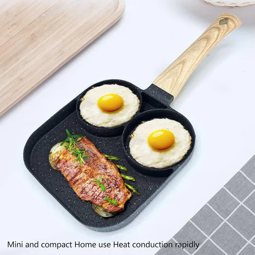 Miniatura 7 de Sartén antiadherente 3 en 1, sartén para huevos, sartén seccional para desayuno que evita que se pegue resistente al calor, sartén dividida