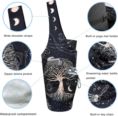Miniatura 22 de Bolsa para Esterilla de Yoga - Bolsa Transportadora Tipo Tote Larga de Gran Apertura para Esterilla de Yoga con Bolsillo Impermeable con Cremallera