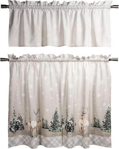 Miniatura 76 de Maison d' Hermine Juego de cortinas de cocina para ventanas, juego de cortinas de cocina 100% algodón, cenefas para el hogar [2 niveles