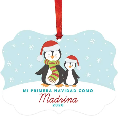 Miniatura 23 de Andaz Press Adorno de recuerdo de Navidad con marco de fantasía de familia española, Nuestra Primera Navidad Como UNA Familia De Tres 2024, Familia