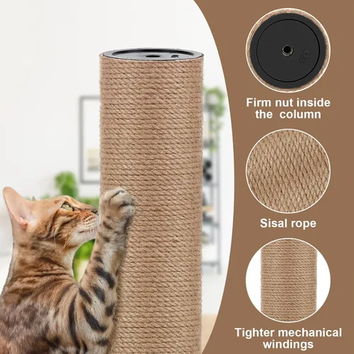 Miniatura 4 de 4 piezas de repuesto de poste rascador para gatos M8, 15.7 x 3.1 pulgadas, poste de repuesto para árbol de gatos de yute natural para gatos