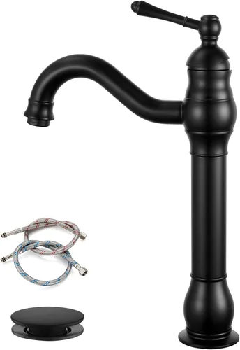 Miniatura 16 de gotonovo Grifo de lavabo giratorio de 360°, grifo de baño alto de una sola manija, 1 agujero, grifo mezclador de lavabo de granja, mangueras