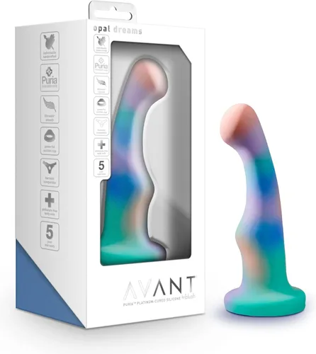 Consolador Blush Avant Opal Dreams de 6 pulgadas ~ Consolador de silicona curvado para punto P para punto G ~ Arnés de base de ventosa compatible -