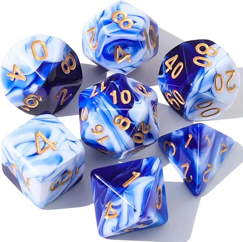 Miniatura 11 de CiaraQ DND - Juego de dados poliédricos con bolsa de dados para juegos de rol de Calabozos y Dragones RPG MTG (fuente negra y blanca)