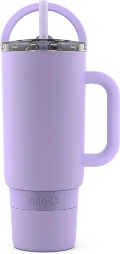 Miniatura 17 de Ello Port - Vaso de 40 onzas con asa de transporte y asa integrada, botella de agua reutilizable de acero inoxidable aislada al vacío, taza de viaje