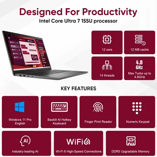 Miniatura 2 de Dell Latitude - Computadora portátil para empresas, Intel Ultra 7 155U (12C/14T), 16 GB DDR5, SSD de 1 TB, teclado retroiluminado con lector