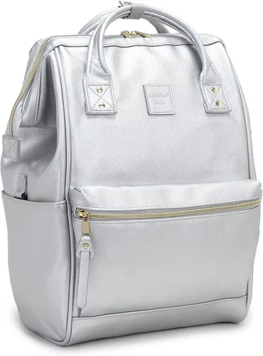 Miniatura 13 de Kah&Kee - Mochila de cuero con compartimento para laptop, ideal para viajes, escuela, para mujeres y hombres, marrón claro (Camel Beige)), PU1211