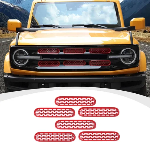 Miniatura 9 de RAZPOY Para insertos de parrilla de malla Bronco, 6 piezas de cubierta protectora de rejilla frontal con clip compatible con accesorios exteriores