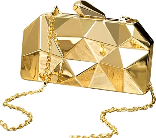 Miniatura 4 de CLARA Bolso de embrague de noche de metal geométrico para mujer