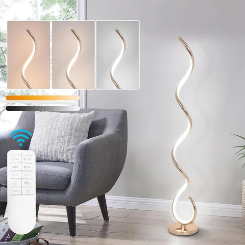 Miniatura 11 de EIDISUNY Lámpara de pie moderna para sala de estar, lámparas de pie LED en espiral de 3 colores con control remoto e interruptor de pie, lámpara