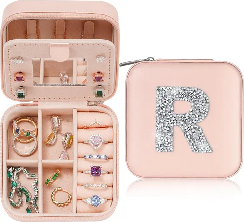 Parima Joyero de viaje Pequeñas cajas de joyería de viaje, organizador de vocación rosa, esenciales de viaje para mujeres, regalos para mamá,