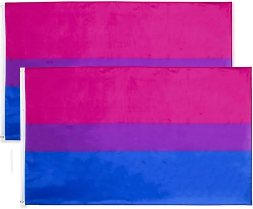 Flaglink Bandera de orgullo bisexual de 3 x 5 pies - Paquete de 2 pancartas de arcoíris bi Paquete de 2 bisexuales