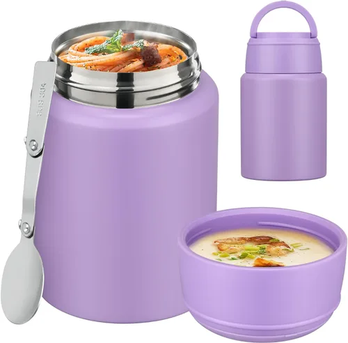Miniatura 21 de Termo de sopa para comida caliente para niños, tarro de comida aislado de 16 onzas, contenedor térmico a prueba de fugas para niños, lonchera