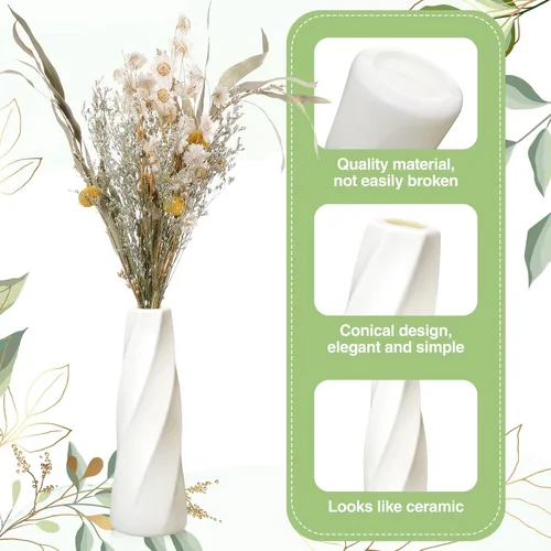 Miniatura 5 de Didaey 30 jarrones de plástico compuesto a granel, pequeños jarrones cónicos altos para centros de mesa, jarrón irrompible para decoración de bodas
