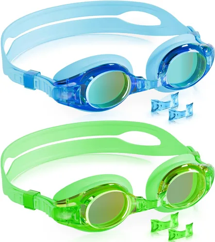 Miniatura 26 de Aegend - Paquete de 2 gafas para niños, gafas de natación para niños de 4 a 16 años, niños y niñas jóvenes, gafas de piscina antivaho, impermeables