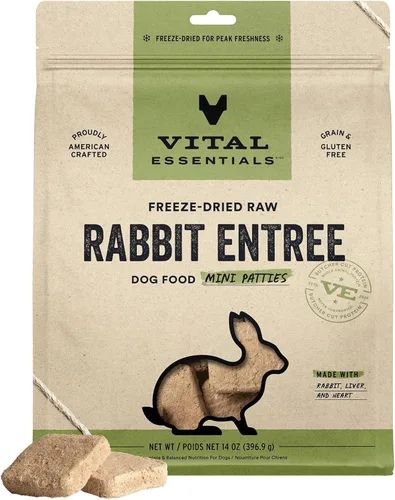 Vital Essentials Alimento crudo liofilizado para perros, mini empanadas de conejo, 14 onzas