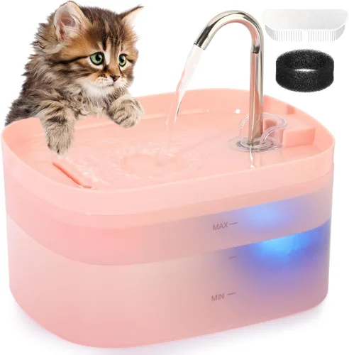 Miniatura 8 de Fuente de agua para gatos, fuente para gatos de 84 onzas/2.5 L, fuente de agua súper silenciosa para mascotas, filtro de carbón activado