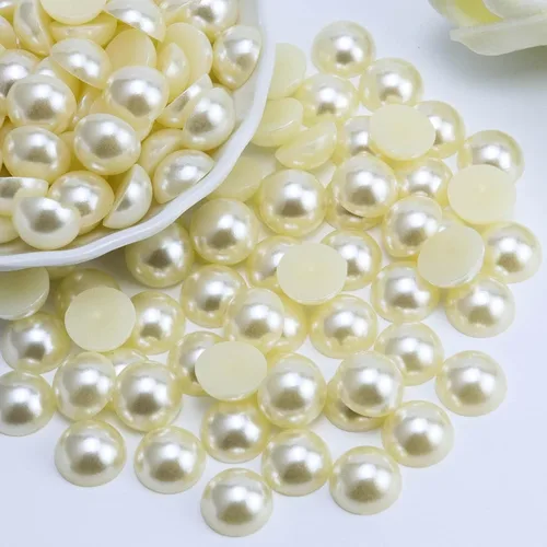 Miniatura 36 de 1500 PIEZAS 4mm Perlas Blancas de Media Parte Plana para Manualidades Joyería Álbum de Recortes Decoración de Uñas, Perlas de Parte Plana para Blanco