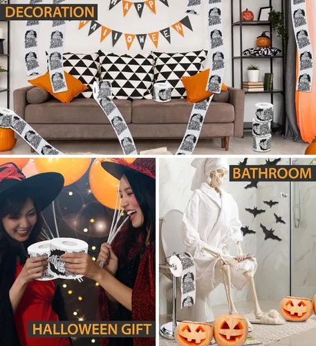 Miniatura 5 de Printed TP Halloween I'll Be Back - Papel higiénico impreso para regalo de broma, rollo de papel higiénico aterrador para sorpresa, broma, divertido