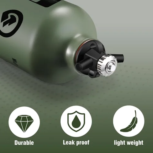 Miniatura 2 de Botella de combustible 1L para acampar al aire libre con válvula de seguridad, verde militar
