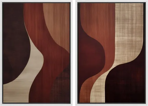 Miniatura 58 de SIGNWIN Lienzo enmarcado para pared, ilustraciones abstractas texturizadas en tonos beige terrosos, arte moderno, decorativo, contemporáneo