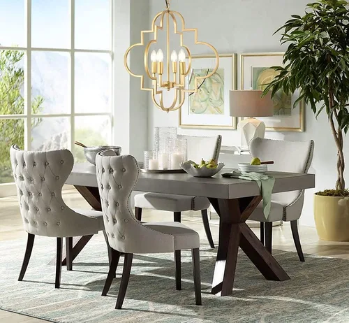 Miniatura 3 de Wellmet Lámpara de araña Orb Dorada, 4 luces, estilo vela, geométrica, para comedor, vestíbulo, entrada, pasillo, comedor y sala de estar, 22.4