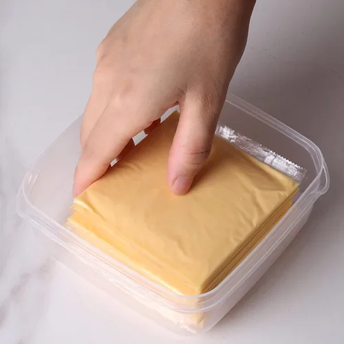 Miniatura 2 de Paquete de 2 recipientes de almacenamiento para rebanadores de queso con tapas herméticas, mantiene la rebanada de queso fresco y delicioso