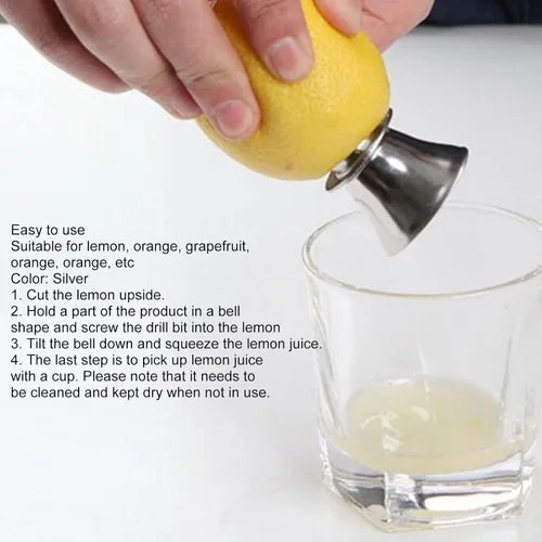 Miniatura 4 de Exprimidor manual de taladro de limón, mini exprimidor de mano portátil de acero inoxidable espesado naranja lima para el hogar cocina plata