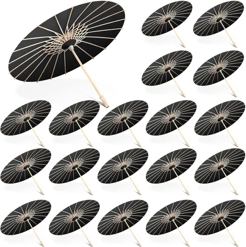 Sanwuta Paraguas de papel de 23.6 pulgadas, paraguas decorativo chino japonés, vintage, hecho a mano, de papel de aceite, para niños, accesorios de