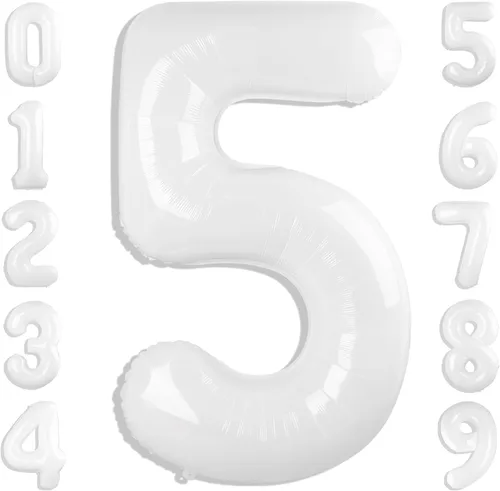 Miniatura 372 de Globos de números de 5 globos de 40 pulgadas, decoraciones de cumpleaños azules para niños y niñas, globos de números azul marino grandes